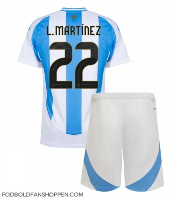 Argentina Lautaro Martinez #22 Hjemmebanetrøje Børn Copa America 2024 Kortærmet (+ Korte bukser)